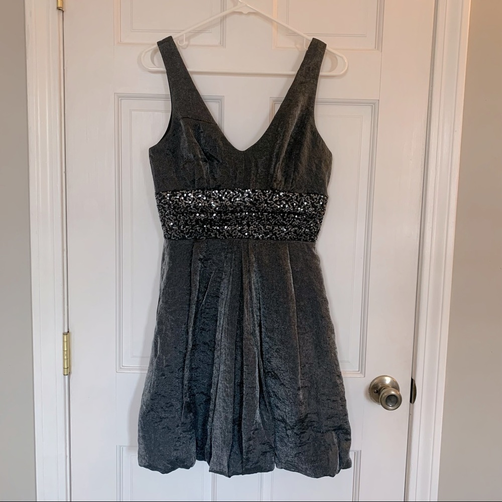 Shiny metallic silver mini dress